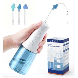 Nasal Irrigation System, Wireless Nose Washer for Relief of Sinus Discomfort and Nose Care, Electric Neti Jug with 3 Tips (Sea Blue)