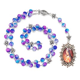 diyalo Chaplet of Seven Sorrows Rosary Virgin Mary Prayer Beads Chain Our Lady Crucifix Cross Necklace