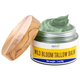 Handmade Wild Bloom Tallow Face Balm with Blue Tansy - Hydrate, Nourish, and Protect Skin for Soft, Smooth Skin- 0.7 oz