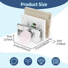 HAOTIAN-X Acrylic Mail Holder, 2 Pieces Clear Mail Organiser, 7 Compartments Letter Sorter, Transparent Letter Organiser, Small File Holder, Envelope Vertical Divider for Office, Home (17 x 12.5 x 4