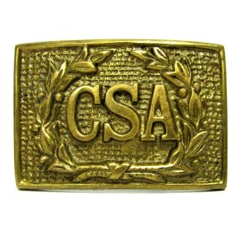Civil War Stuff Brass 3" CSA Wreath Rectangle Belt Buckle