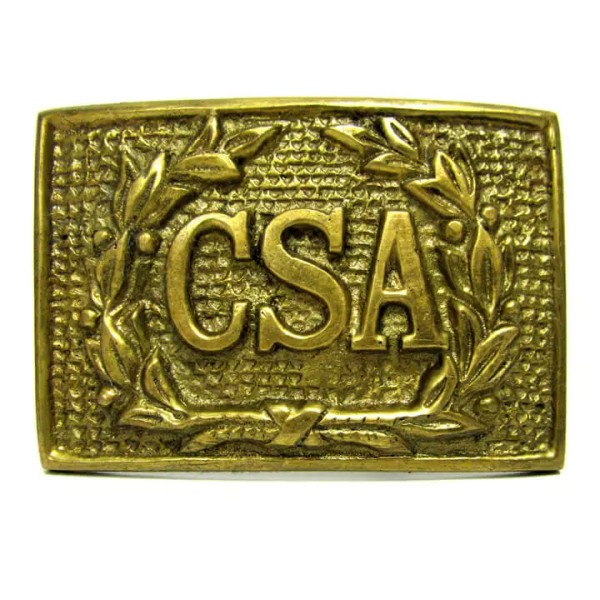 Civil War Stuff Brass 3" CSA Wreath Rectangle Belt Buckle