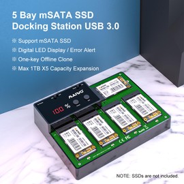 MAIWO 5 Bay mSATA SSD Reader Docking Station with Offline Clone, Mini SATA to USB 3.0 Adapter Reader 5TB Capacity 12V/3A
