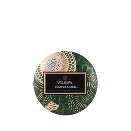 Voluspa Temple Moss, Mini Tin Candle, 4 oz, 25 Hour Burn Time, Coconut Wax Candle for The Home, Handcrafted in The USA