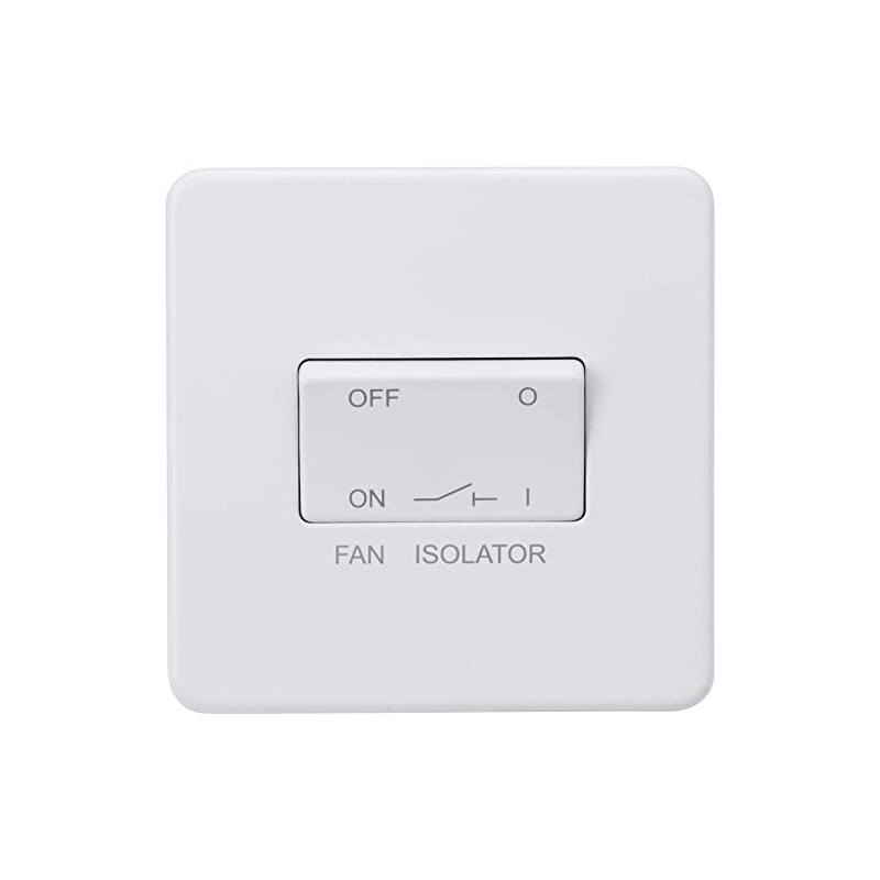 Knightsbridge SF1100MW Screwless 10A 3 Pole Fan Isolator Switch-Matt White,
