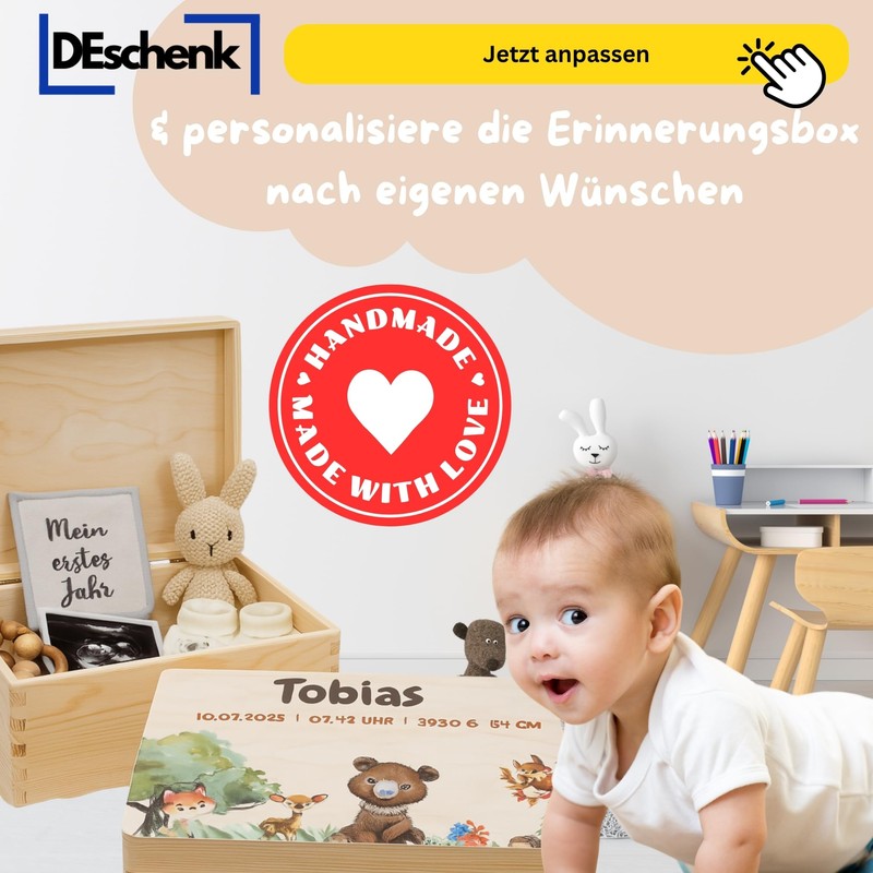 DEschenk Baby Memory Box - Gift for Birth, Baby Memory