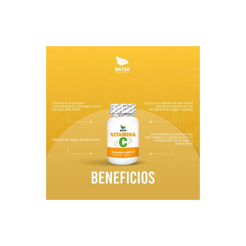 Vitamina C 100 Tabletas 500 Mg Cu, Protegete, Sistema Inmune,