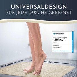 homerella® Shower Mat Non-Slip 53 x 53 cm [100% BPA Free] - Non-Slip Shower Mat - Shower Tray Mat Non-Slip - Shower Mat Mould Resistant Non-Slip Mat Shower Machine Washable