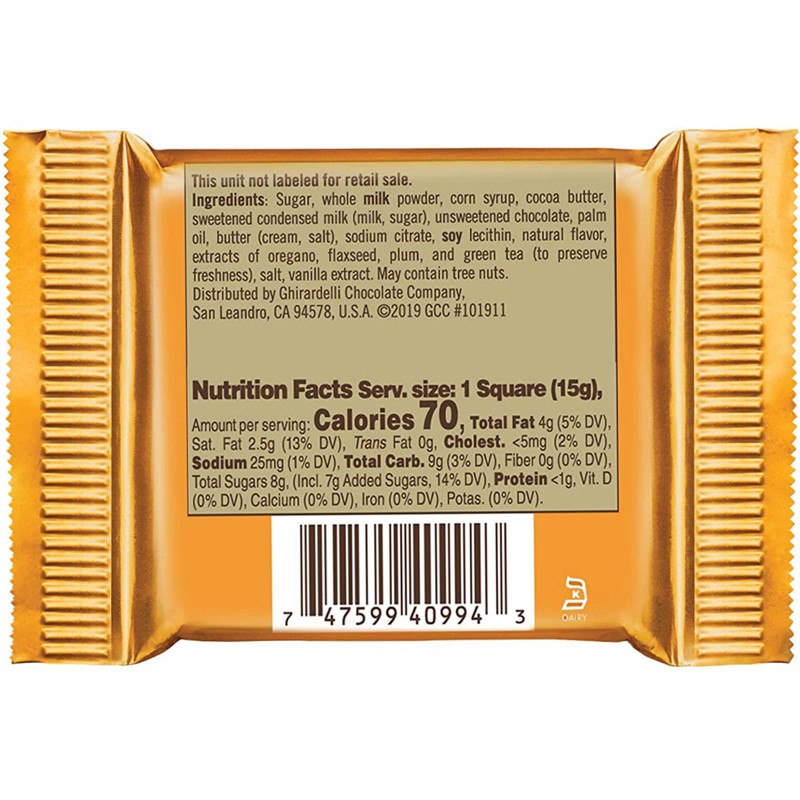 Ghirardelli Milk & Caramel Chocolate Squares, 0.53 Ounce, 50 count