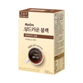 Maxim Arabica 100 Sweet Soft Black Coffee, Coffee + Xylitol Sugar 2 in 1, 100 Sticks