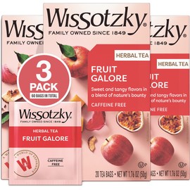 Wissotzky Fruit Galore Herbal Tea (3 Pack - 60 Tea Bags) | Caffeine Free Tea | Antioxidant Rich | Fruity Blend | Herbal Tea Bags
