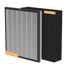 FURGO HA-360 Air Purifier Filter Replacement Set - 1 True HEPA Filter & 6 Activated Carbon Pre-Filters - Captures 99.5% of Pet Hair, Odors, Pollen, and Allergens - Compatible HA-360