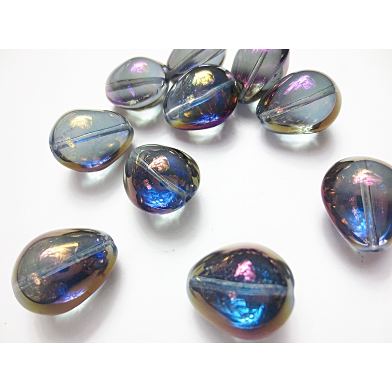 10 Pcs Teardrop Aurora Crystal Glass Beads Purple 17mm Accessory