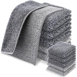10pcs Double Non Scratch Wire Dishcloth,Stainless Steel Scrubber,Mesh Microfiber Cleaning Cloth,Cleaning Cloths, Wire Dishwashing Rag for Dish,Metal Dish Rags for Dishes, Counters, Stove