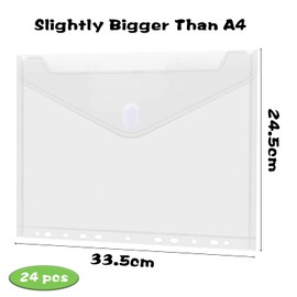 24er-pack Dokumententasche Transparent A4,Dokumentenmappe A4 zum Abheften klar,Dokumententasche Wasserdicht A4,Klettverschluss Dokumententasche A4,Dokumentenmappe A4 Ringbuch