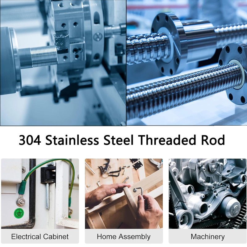 TA-VIGOR 4Pcs M6 x 160mm Fully Threaded Rod, 304 Stainless
