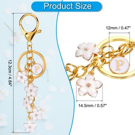 PATIKIL Initial Letter Flower Keychain, Alphabet P Enamel Charm Flower Keyring Keys Holder Bag Handbag Backpack Purse Accessories for Birthdays, Valentine's Day, Christmas, White