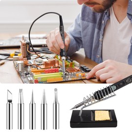 Lötkolben Set, 16 in 1 60W Soldering iron kit, 220-480°C Temperatur Einstellbar, Lötstation, 5 Lötspitzen, Lötdraht, Pinzetten und Entlötpumpe, Elektronik Lötset für Lötarbeiten Profi Hobbybastler