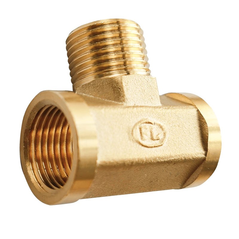 D&DHardware T-Piece Brass 1/2 Inch Female Thread, Threaded Fitting Tee