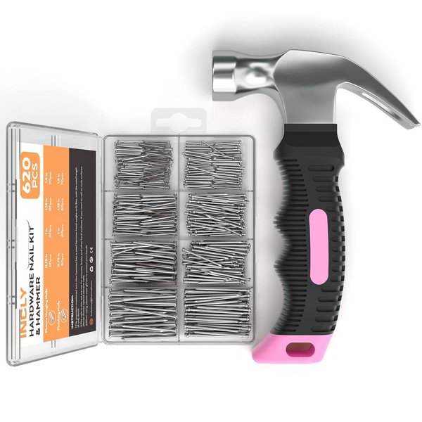 INCLY 620 PCS Small Nails for Hanging Pictures Assortment Kit
