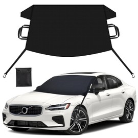 EcoNour Windshield Cover for Ice and Snow | Durable Frost Shield with S-Hook Elastic Straps | Enhanced Windproof Double Strap Design for SUV, Coupe & Hatchbacks | Medium (69" x 42")