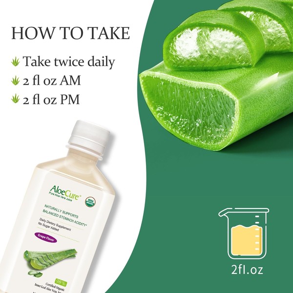 AloeCure AloeCure USDA Organic Aloe Vera Juice Grape Flavor, Made