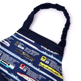 Colorful Candy Style N1244440 Kids’ Apron, Boys, Triangular Kerchief Set, Elementary School Students, Easy to Put On and Remove, 39.4-47.2 inches (100-120 cm), All Aboard The Super Express