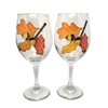 Oak Leaves Acorns Hand Painted Wine Glasses Set of 2