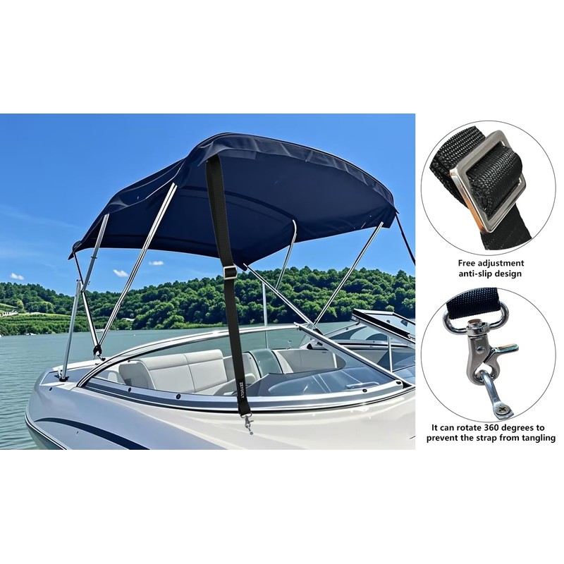 Adjustable Bimini Boat Top Straps,Two Hooks Marine Awning Webbing Straps,with