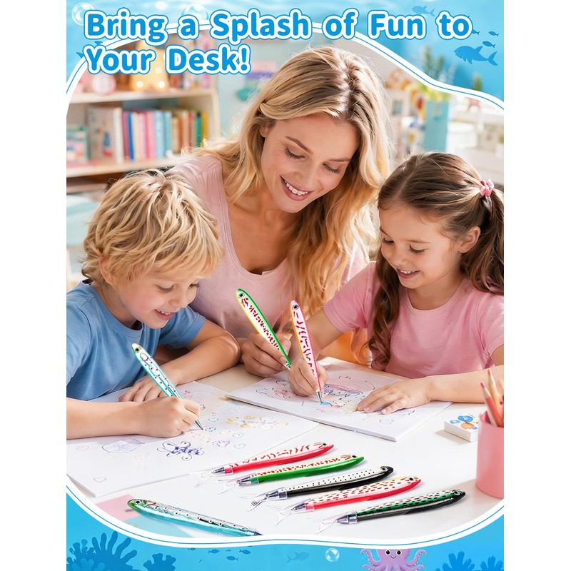 UAYVEBS 9Pcs Fish Pen, Realistic Fishing Party Favors Pen
