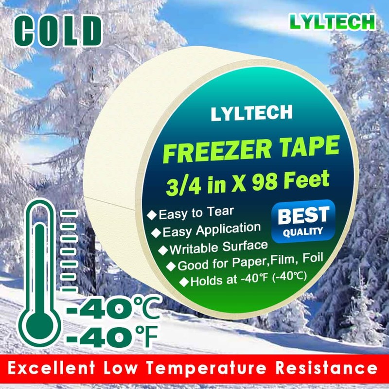 LYLTECH White Freezer Tape 5 Rolls -165 Yard,Writable Surface,Easy to