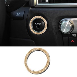 RGOAANC RGOAANC Crystal Rhinestone Engine Start Stop Decoration Ring, Push Button Cover, Key Ignition Knob Ring, Accessories Sparkling Sticker for Car (Peach Color, 1PCS)