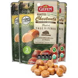 Gefen Organic Whole Peeled and Roasted Chestnuts, 3oz (3 Pack) | Chestnuts Peeled and Ready to Eat | Great for Cooking & Baking | Gluten Free | Kosher