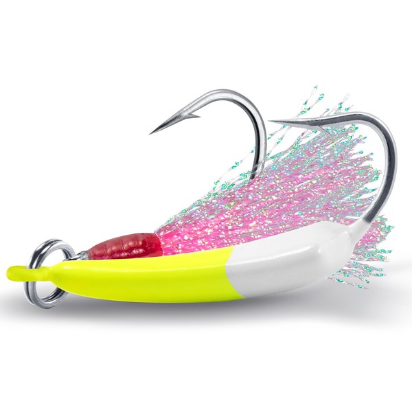 Dr.Fish 5 Pack Pompano Jigs with Teaser Hooks, Surf Fishing