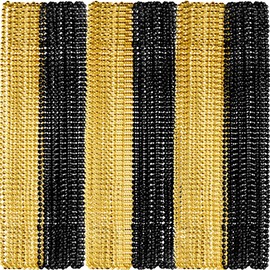 Cotiny 120 Pcs Beaded Necklaces Gold Black and Silver New Year Bead for New Year Eve Christmas Festival Parade Throw Accessories Wedding Birthday Party Supplies, 3 Colors (Color Set 1)