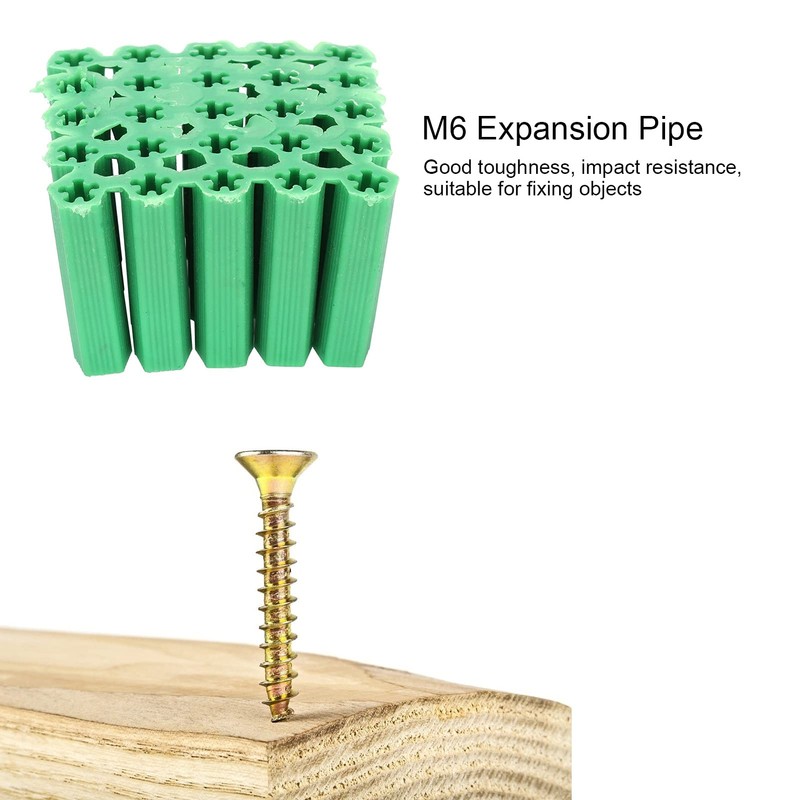 Green Plastic Masonry Screw, 100Pcs Plastic Expansion Screw Expansion Tube