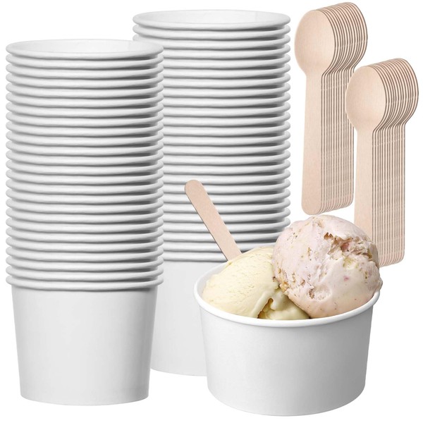 Pack of 50 Environmentally Friendly Universal Cardboard Ice Cream Cups,