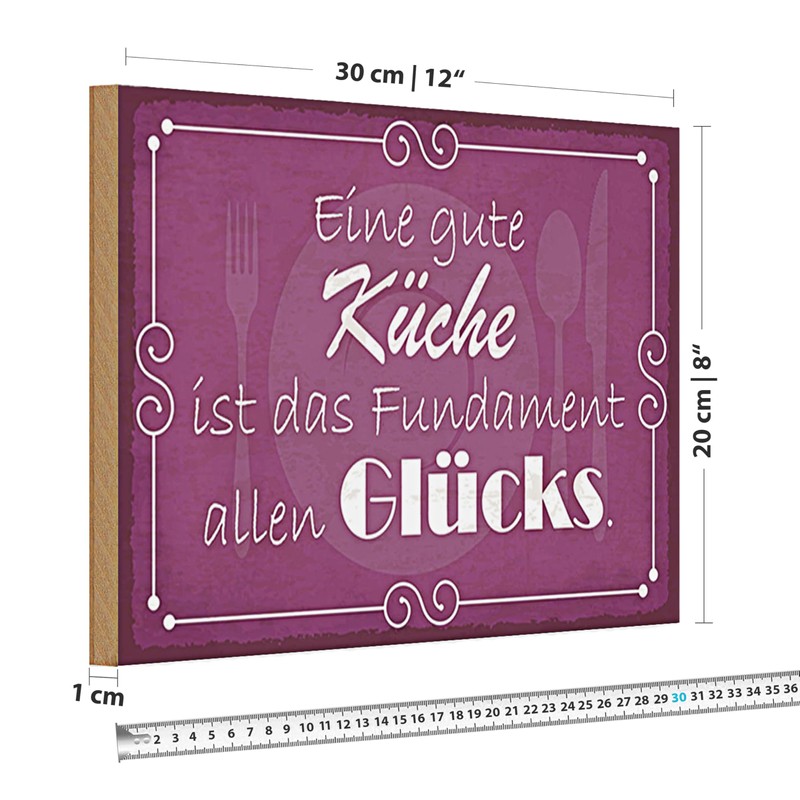 Dekoratives Küchenschild | 'Eine gute Küche ist das Fundament allen