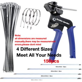 Goethe Garden WCT322 Stainless Steel Cable Tie Gun for Fastening and Cutting up to 12mm Width Cable Ties,4 Size For Multi-purpose Cable Ties, Suitable For Fixing Fences, Pipes, Etc. Outdoor.
