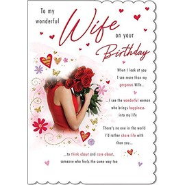 Piccadilly Greetings Traditional Birthday Card Wife - 9 x 6 inches, A20196