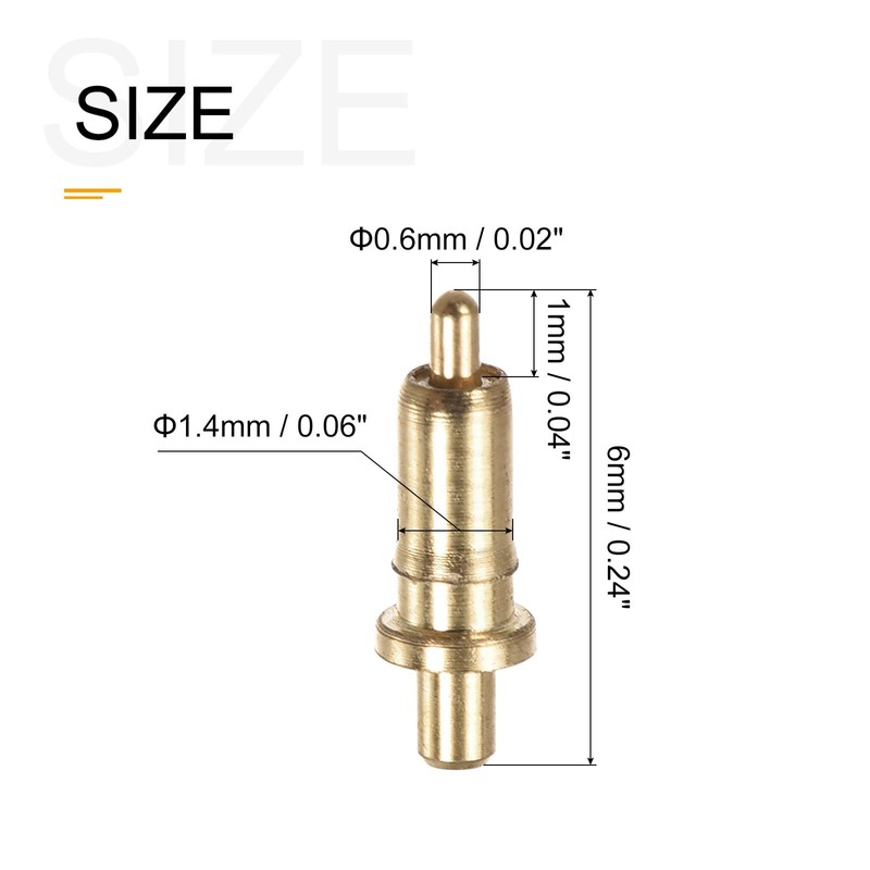 sourcing map Spring Test Probe Pin 20pcs 0.6mm Tip 6mm