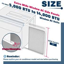 Pearwow Adjustable Window Air Conditioner Side Panels with Frame Set,Extra Wide Window AC Side Panels for 5000 to 14000 Btu AC Units,Window Air Conditioner Side Panel Frame Kits,2 Pack