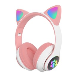 TOKANI Bluetooth Wireless Headphones for Kids Teens Adults, Over-Ear Bluetooth Headphones with Microphone, Cat Ear Headphones for Girls Women (Pink)