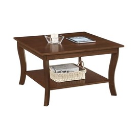 HomeStock Coastal Craftsman Chic Square Coffee Table, 30" D X 30" W X 18" H, Solid & Manufactured Wood, Crafted from Rubberwood Espresso