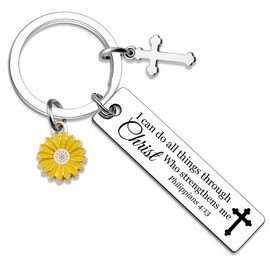 AOBIURV Christian Cross Keychain Gifts For Women Men Bible Verse Gifts For Women Men Bible Accessories Mini Bible Keychain Gifts For Women Faith I Can Do All Things Through Christ Christian Merch