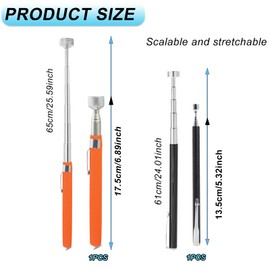 Telescopic Magnetic Pickup Tool, 2 Pcs Durable Telescopic Magnet Stick Flexible Extendable Magnetic Pickup Tool for Garage Mechanic Equipment