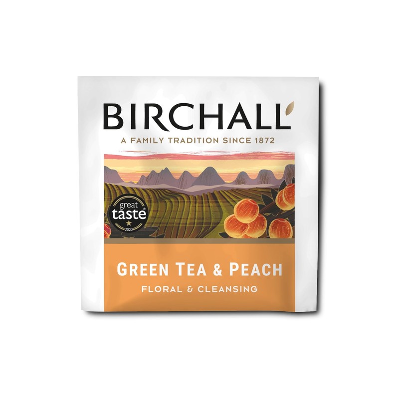 Birchall Green Tea & Peach - 20 Enveloped Plant-Based Prism