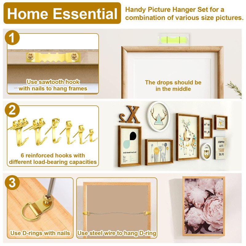 modacraft 372PCS Picture Hooks for Frames, Hanging Kit with Hangers,
