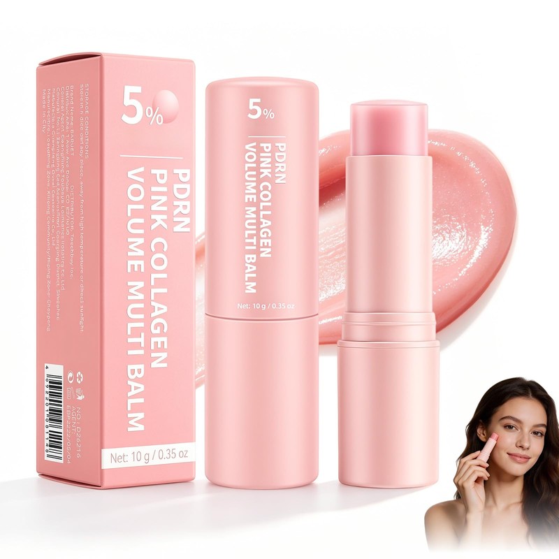 2PC Pdrn Pink Collagen Volume Multi Balm Stick, Hidratante,Reafirma