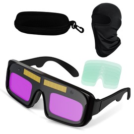 ELESEDI Auto-Darkening Welding Goggles Solar Powered - Professional Welding Safety Glasses with UV Protection for TIG/MIG/ARC, Include 5 Protective Cover Lenses